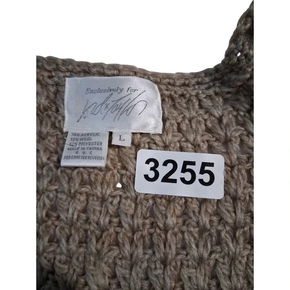 Y2k VTG Lord & Taylor Wool Women size L Grandpa Fisherman Grannycore Cardigan - Picture 5 of 13